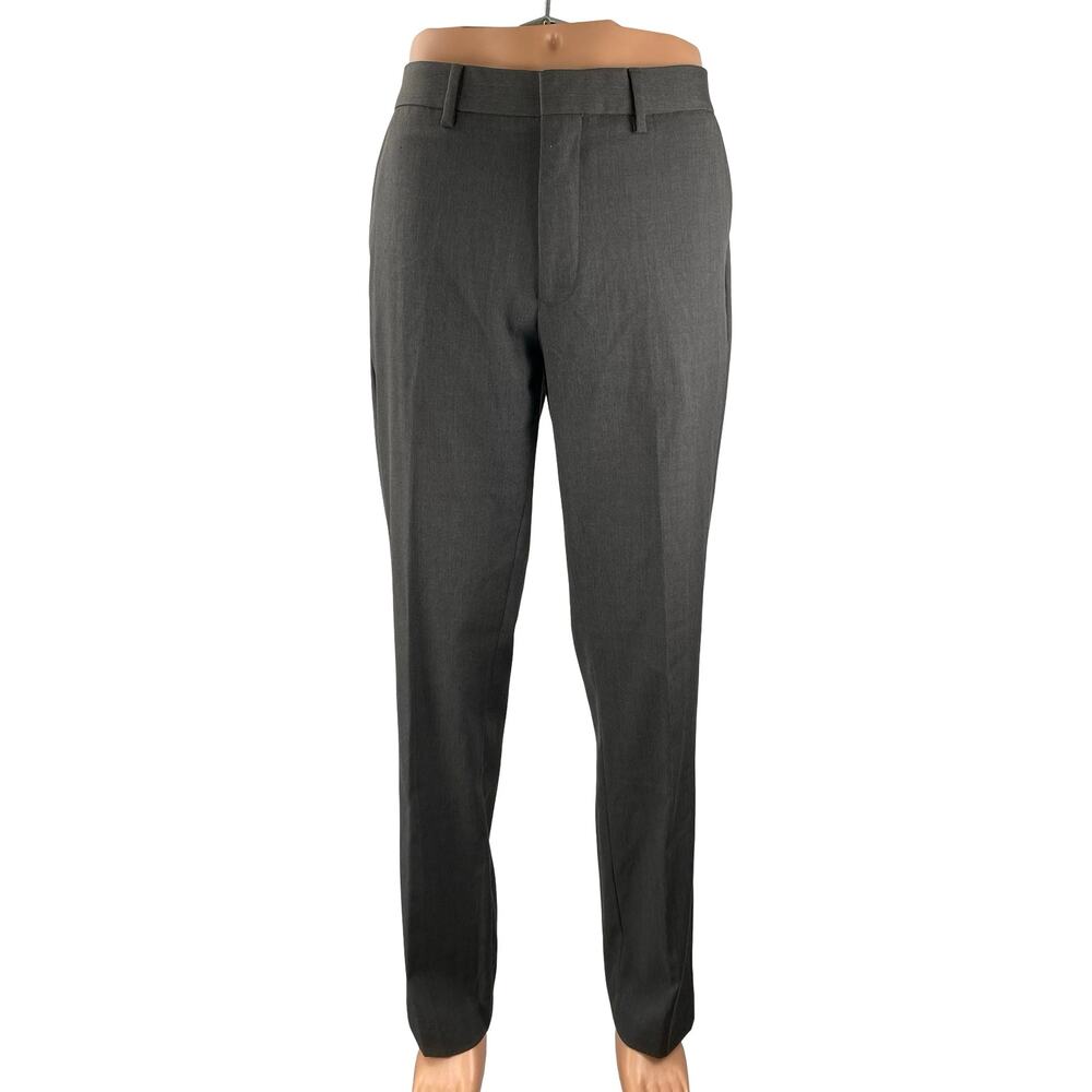 Kenneth Cole Reaction Gray High Rise Straight Chino Trousers Dress Pants 33/32